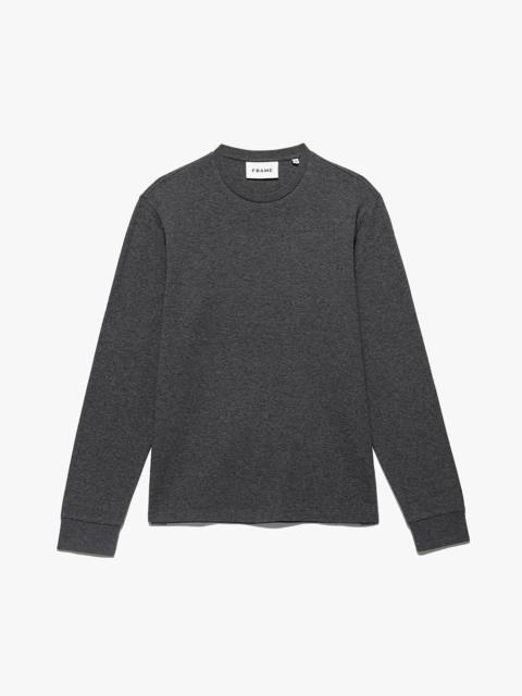 FRAME Duo Fold Long Sleeve Crew in Heather Charcoal Grey