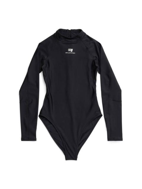 BALENCIAGA Women's Sporty Tech Long Sleeve Swimsuit in Black