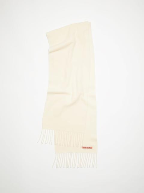 Fringe wool scarf - skinny - Warm white