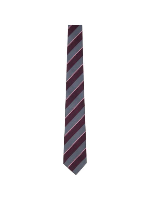 Paul Smith Gray & Burgundy Block Stripe Tie