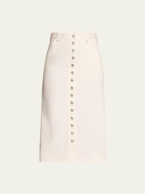 courrèges Denim Buttoned Midi Skirt