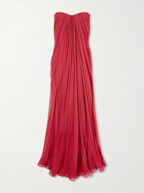 Alexander McQueen Strapless Draped Silk-chiffon Bustier Gown