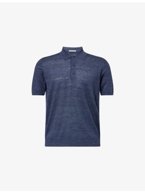 CORNELIANI Short-Sleeve Linen And Silk-Blend Polo Shirt