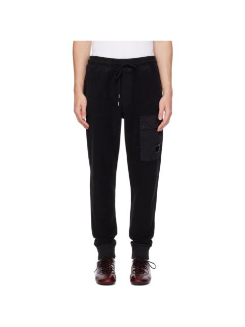 C.P. Company Black Diagonal Fleece Lens Cargo Sweatpants