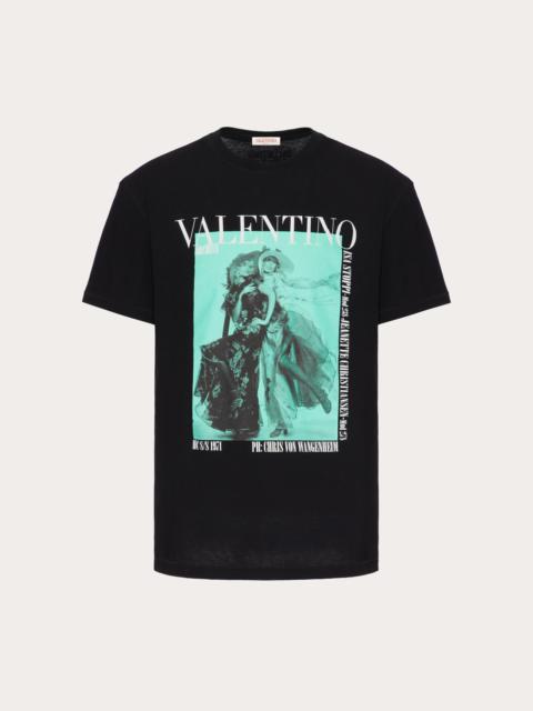 COTTON CREWNECK T-SHIRT WITH VALENTINO ARCHIVE 1971 PRINT