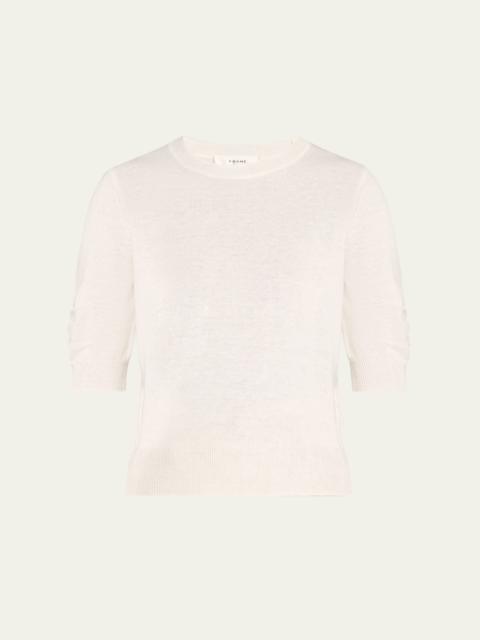 Gathered Short-Sleeve Sweater