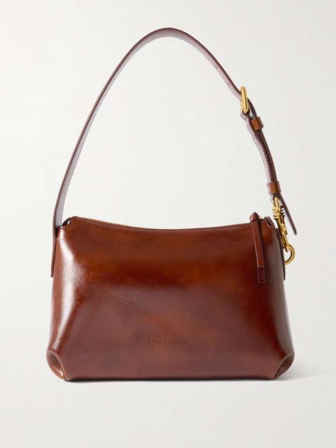 Dries Van Noten Small glossed-leather shoulder bag Tan