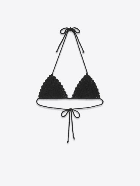 SAINT LAURENT triangle bikini top in crochet cotton