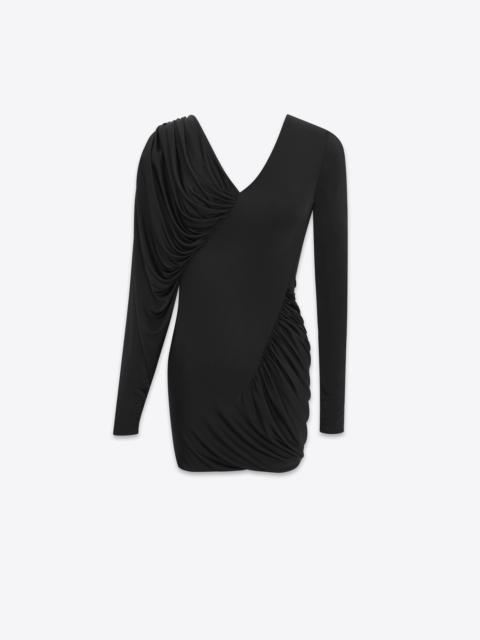 saint laurent draped dress in shiny jersey