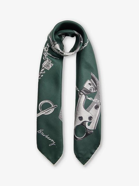 Knight Clip graphic-print silk scarf