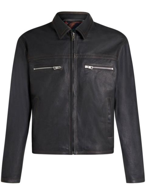 Etro zipped leather jacket