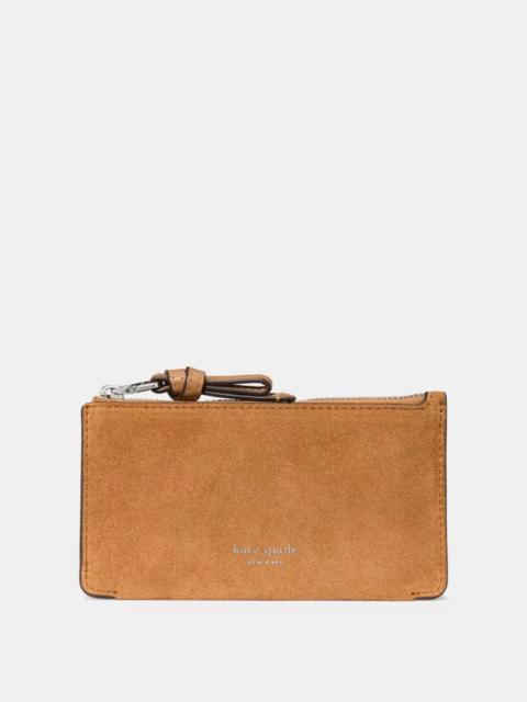 kate spade Loop Suede Zip Card Case