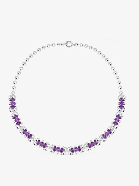TOUS Short silver bear motif Necklace with lilac lab-grown sapphires Color Bear LGG