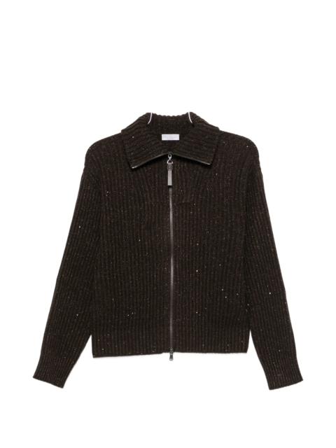 Brunello Cucinelli Brunello Cucinelli Sequin-embellished Ribbed Cardigan