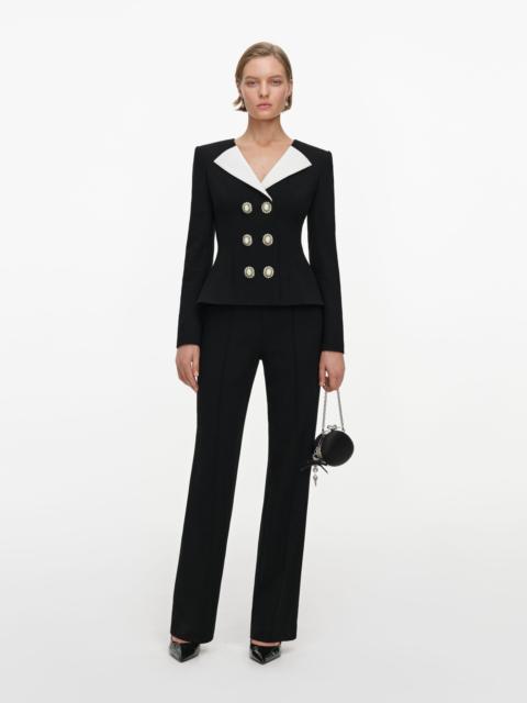 self-portrait Black Tailored Wool Crepe Jumpsuit