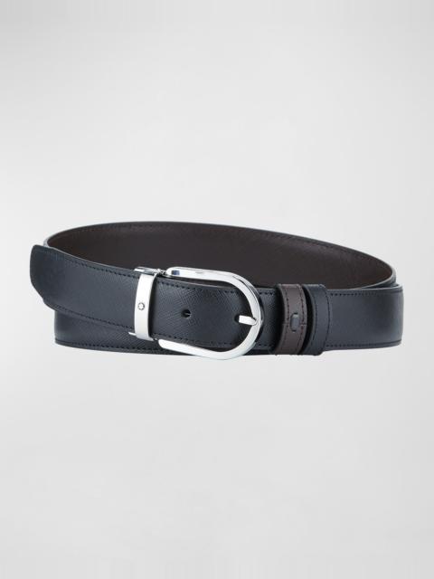 Montblanc Men's Horseshoe-Buckle Reversible Leather Belt
