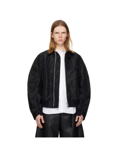 sacai Black Cotton Chino & Nylon Twill Bomber Jacket