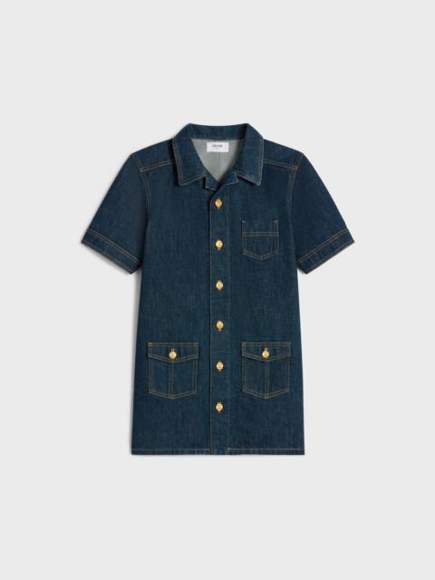 workwear mini dress in rinsed wash denim