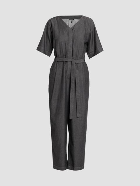 EILEEN FISHER Women's Cotton Twill V-Neck Jumpsuit - Grey