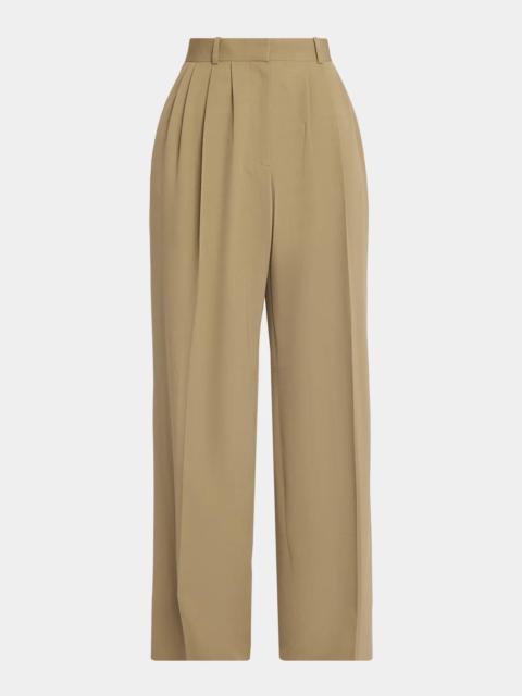 The Row Daniela Pleated Wool Wide-Leg Pants