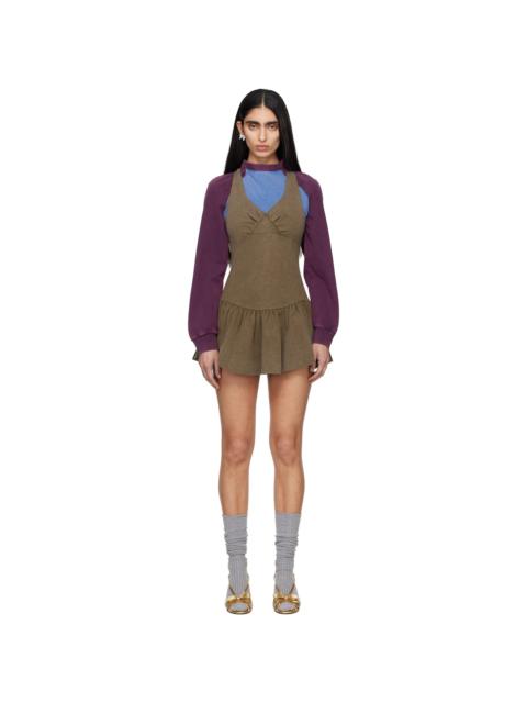 SHUSHU/TONG Khaki Sleeveless T-Shirt Minidress