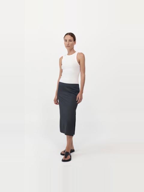 Soft Silk Midi Skirt - Washed Black