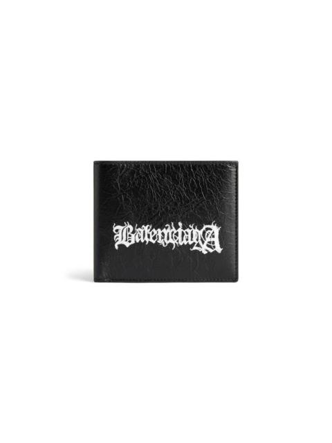 BALENCIAGA Men's Cash Square Folded Wallet Diy Metal  in Black/white