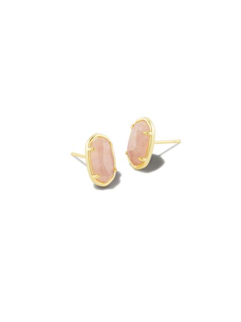KENDRA SCOTT Grayson Gold Stud Earrings in Rose Quartz