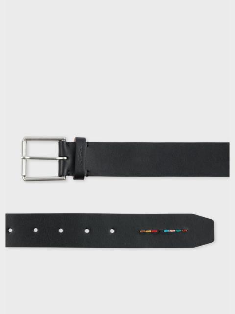 Paul Smith Black Leather 'Signature Stripe' Stitch Belt