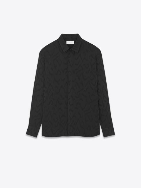 SAINT LAURENT yves collar classic shirt in matte and shiny silk