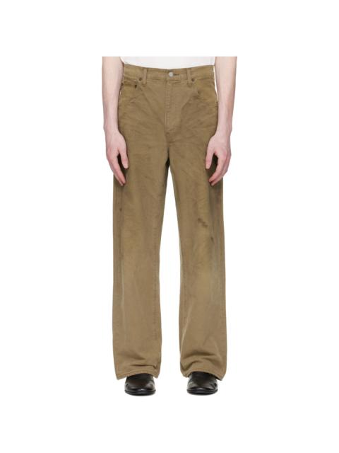 ssstein Khaki Sulfur Dyed Oxford Vintage Wide Trousers