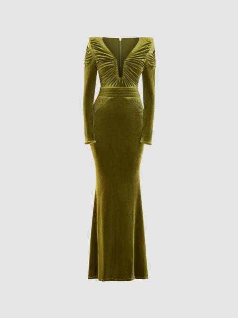 ZHIVAGO Women's Betsy Mixed-Media Gown - Khaki