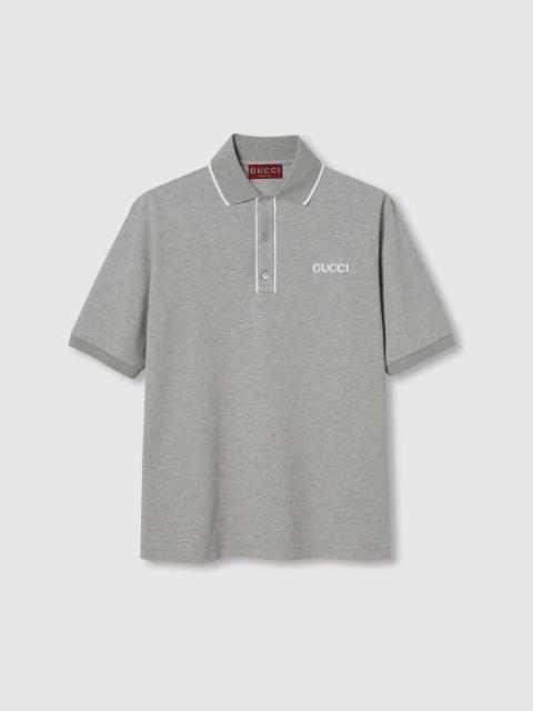 GUCCI Embroidered cotton piquet polo shirt