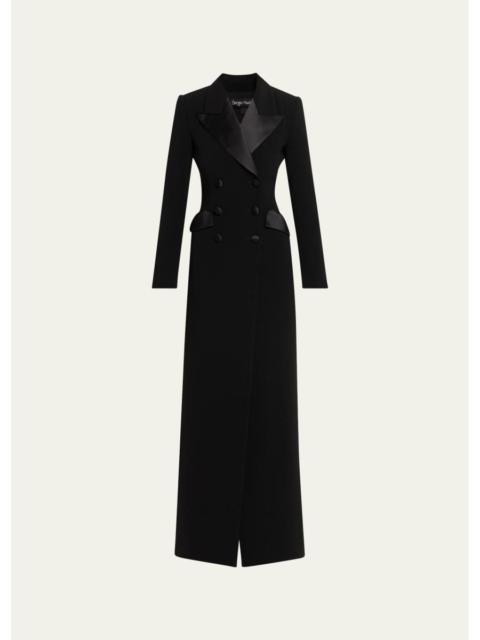 Sergio Hudson Double-Breasted Satin-Lapel Coat