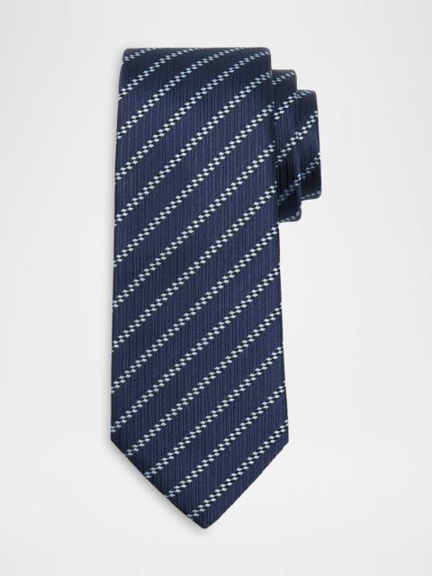 GIORGIO ARMANI Men & apos;s Diagonal Striped Woven Silk Jacquard Tie