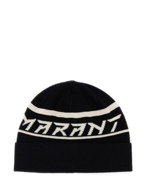 Isabel Marant Black cotton blend Cliff beanie hat