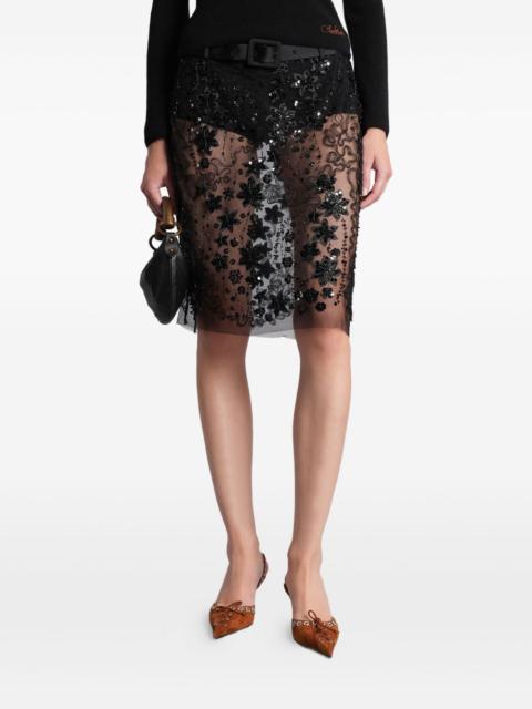 SIEDRÉS Estelle floral sequin skirt