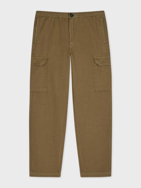 Paul Smith Khaki Green Cotton-Linen Cargo Trousers