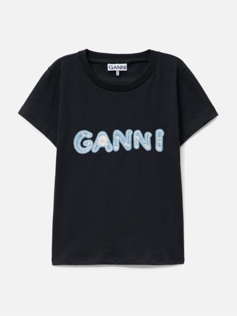 GANNI GANNI LOGO EMBROIDERY BABY FIT T-SHIRT