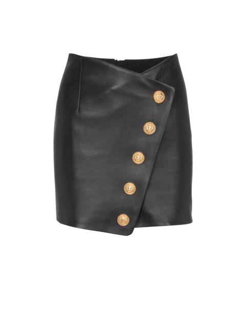 Balmain Short leather skirt