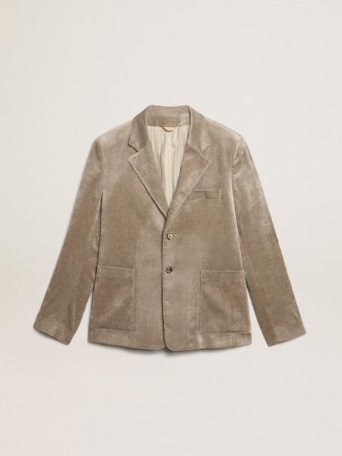 Golden Goose Boxy-fit single-breasted blazer in light beige cotton