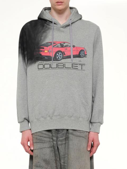 doublet Exhaust Stained Hoodie in Grey