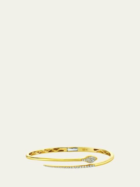 SYDNEY EVAN 14K Yellow Gold Pave Diamond Small Snake Hinge Bangle Bracelet