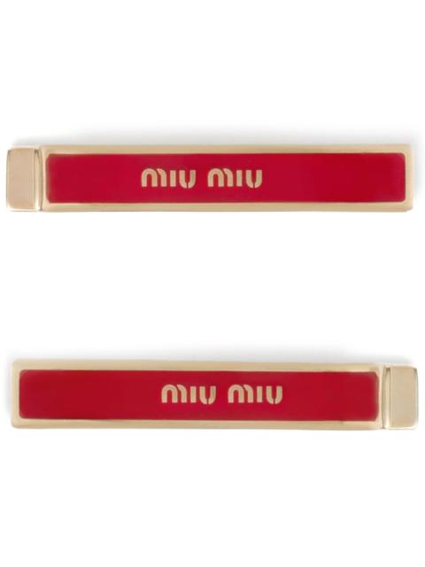 Miu Miu Logo-engraved Hairclip (pack Of Two)