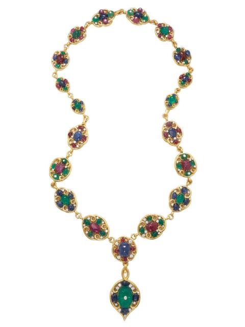 DAVID WEBB Sapphire Ruby Diamond Arabesque Necklace