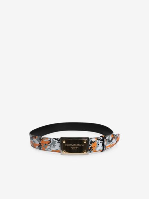 Dolce & Gabbana camouflage-print logo-plaque belt