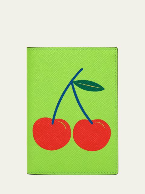 Smythson Cherry Charm Passport Cover in Panama Leather