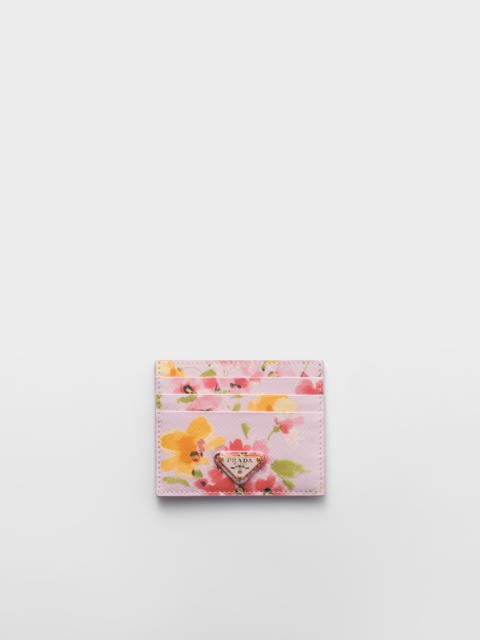 Prada Floral-print Saffiano leather card holder