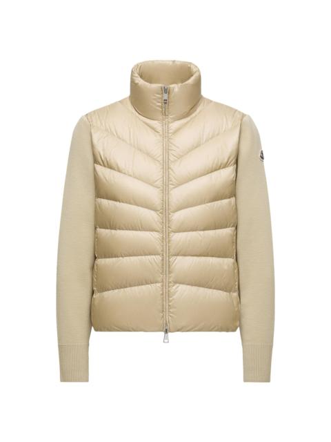 Moncler Women's Zip Front Down Knit Cardigan - Beige