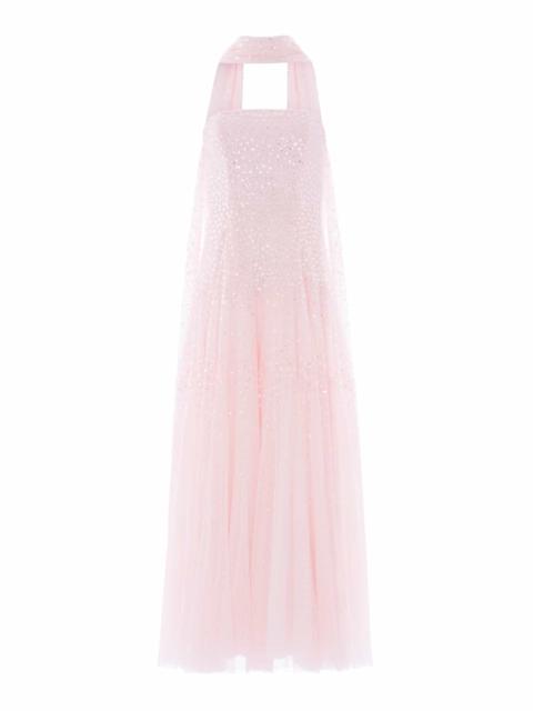 Needle & Thread Sunrise Sequin Strapless Cape Gown